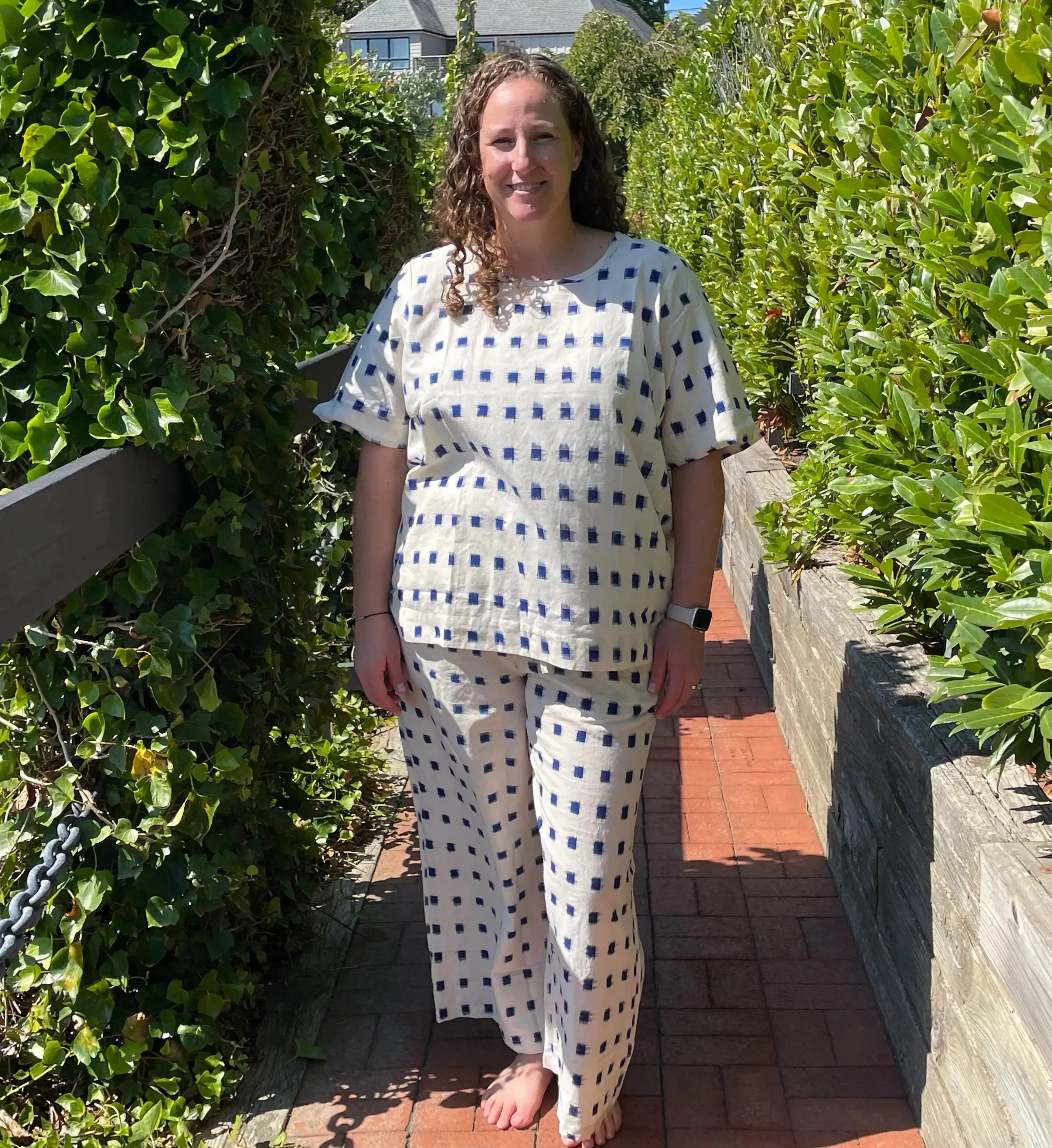 Mare Boxy Cropped Shirt Ikat Squares by And For Good