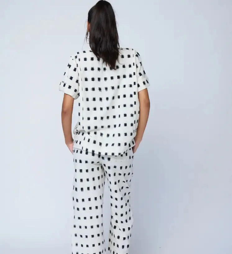 Mare Boxy Cropped Shirt Ikat Squares by And For Good