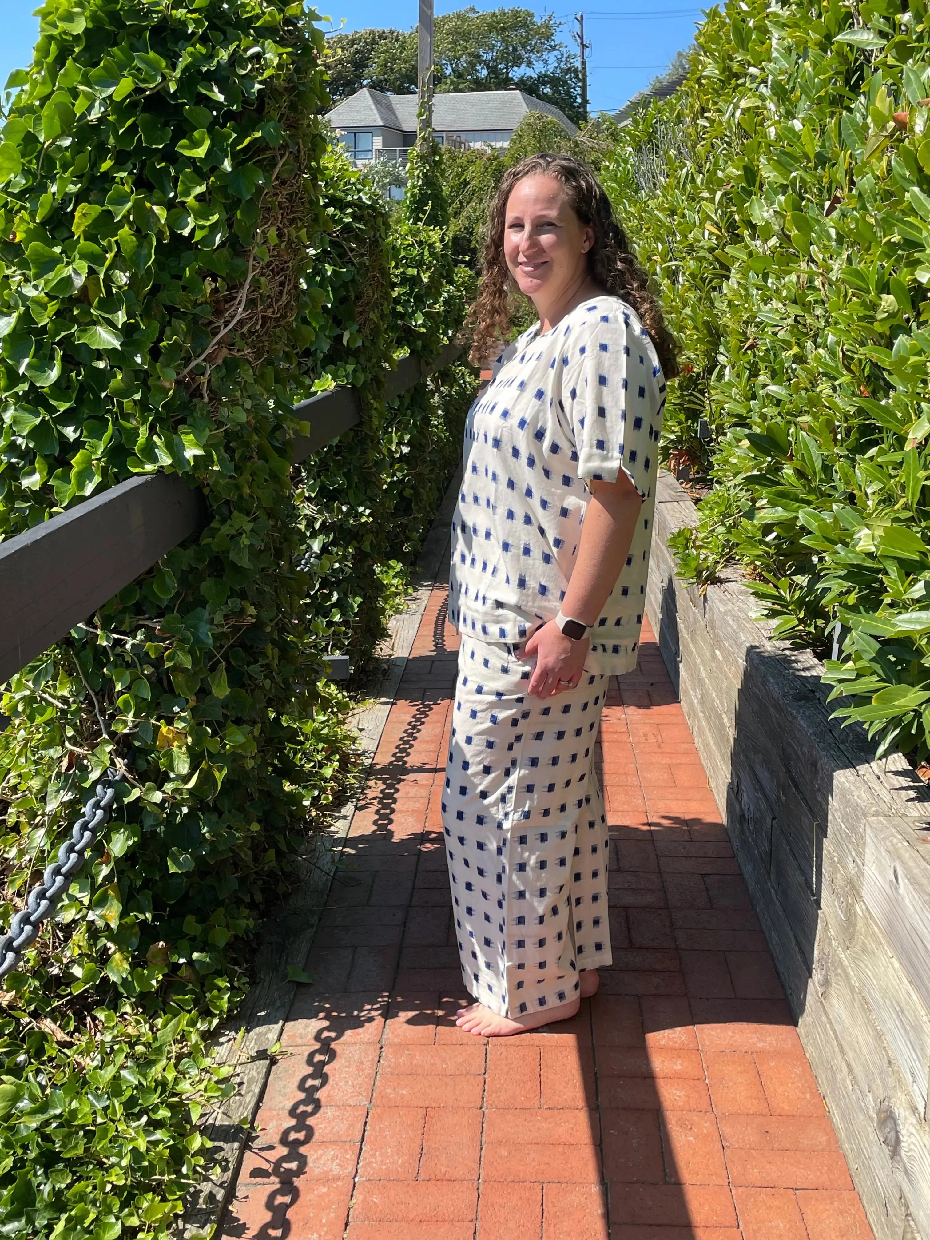 Mare Boxy Cropped Shirt Ikat Squares by And For Good