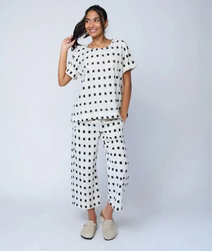 Mare Boxy Cropped Shirt Ikat Squares by And For Good