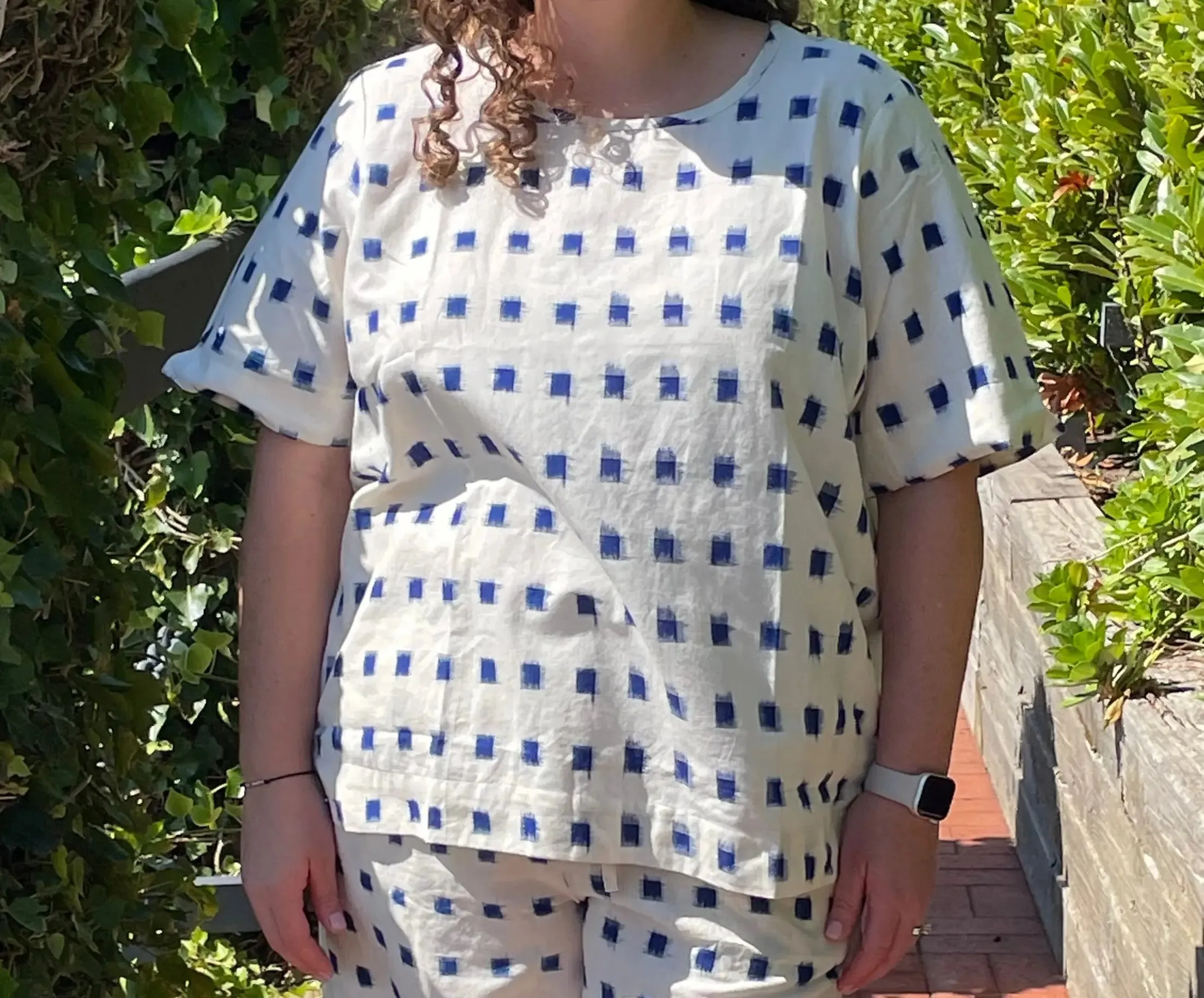 Mare Boxy Cropped Shirt Ikat Squares by And For Good
