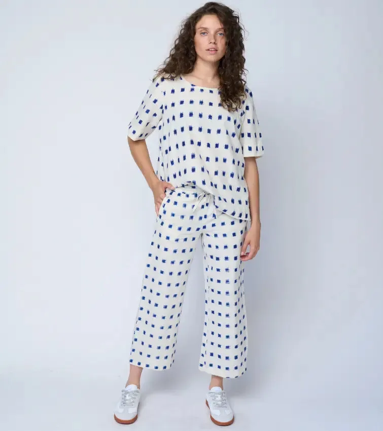 Mare Boxy Cropped Shirt Ikat Squares by And For Good