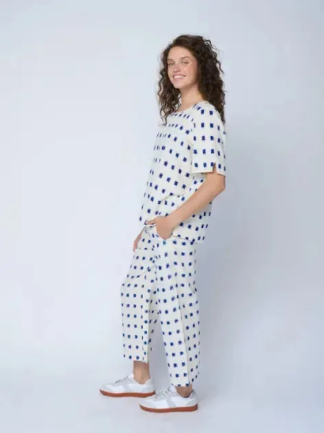 Mare Boxy Cropped Shirt Ikat Squares by And For Good