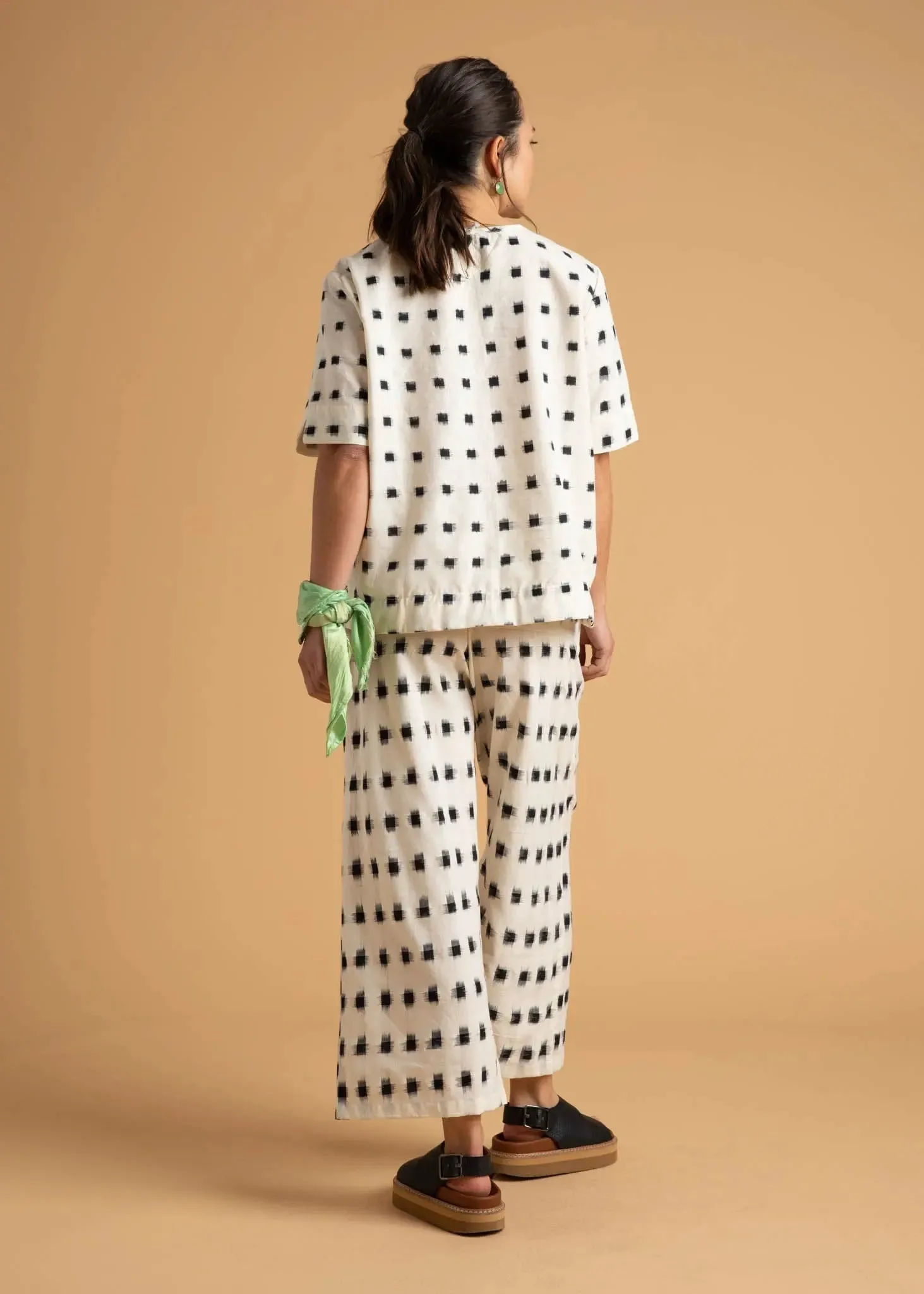 Mare Boxy Cropped Shirt Ikat Squares by And For Good