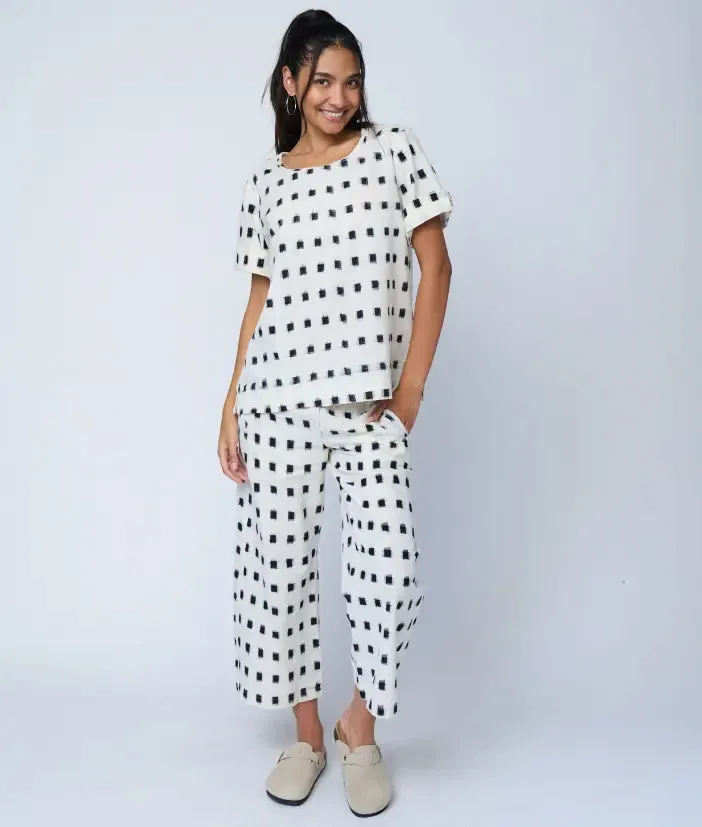 Mare Boxy Cropped Shirt Ikat Squares by And For Good