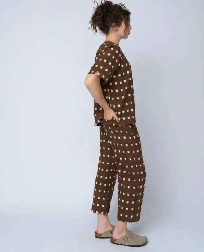 Mare Boxy Cropped Shirt Ikat Squares by And For Good
