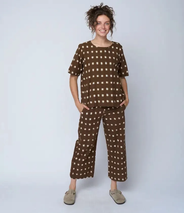 Mare Boxy Cropped Shirt Ikat Squares by And For Good