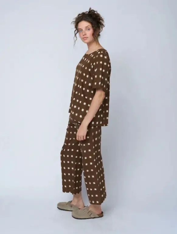 Mare Boxy Cropped Shirt Ikat Squares by And For Good