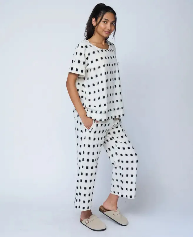 Mare Boxy Cropped Shirt Ikat Squares by And For Good