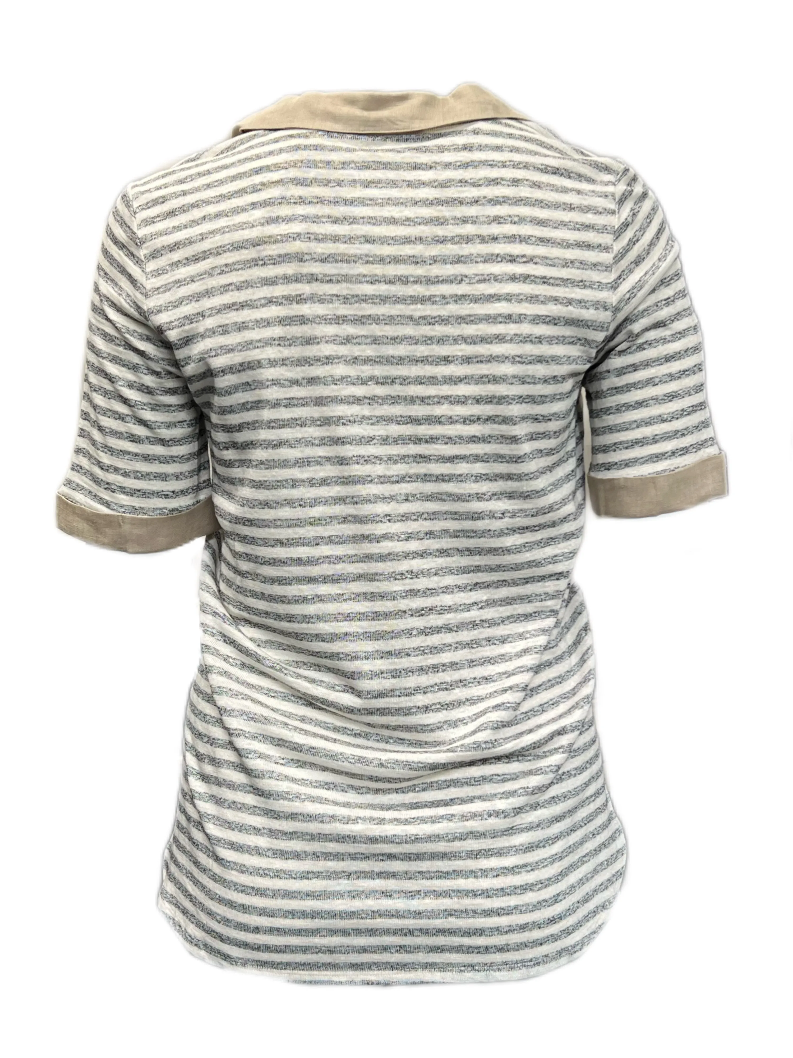 MARINA RINALDI Women's White Zambia Striped Sweater Medium $255 NWT