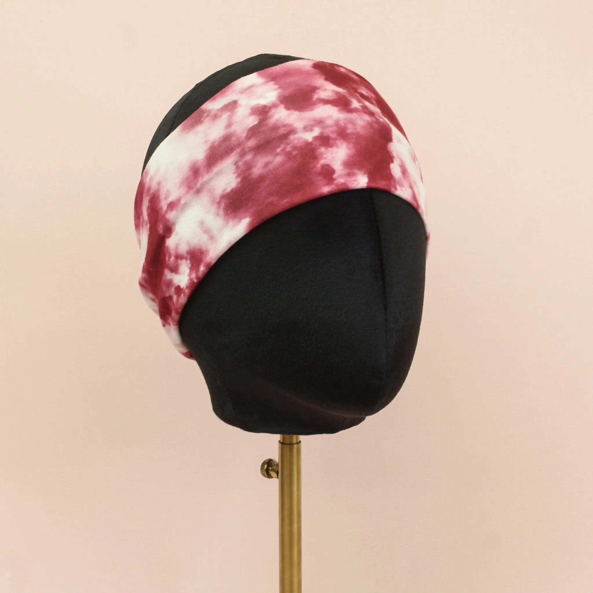 Maroon and White Stretch Headband