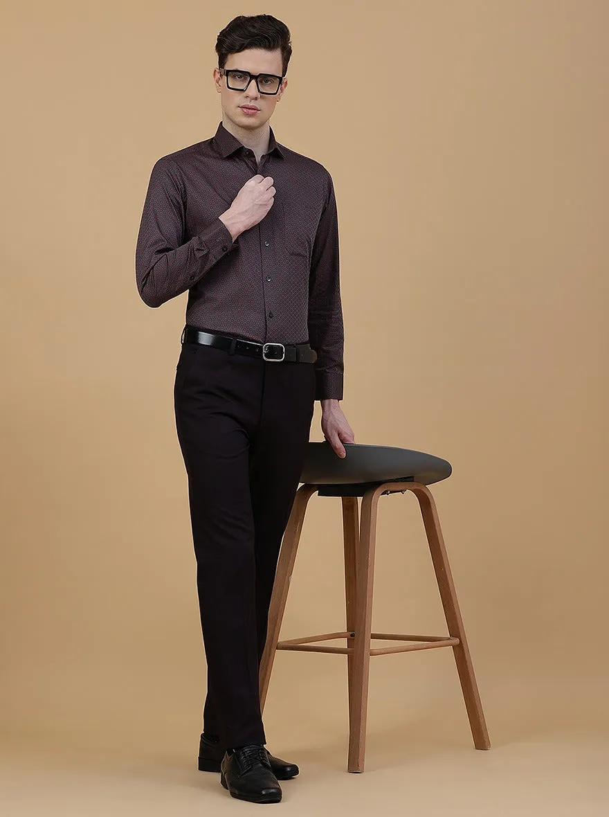 Maroon Printed Slim Fit Formal Shirt | Metal