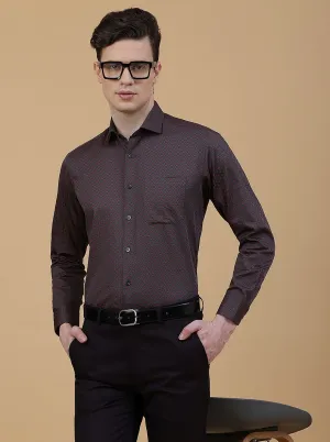 Maroon Printed Slim Fit Formal Shirt | Metal