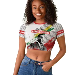 Martin Luther King Raglan Cropped T shirt Honoring The Legacy White Version LT05