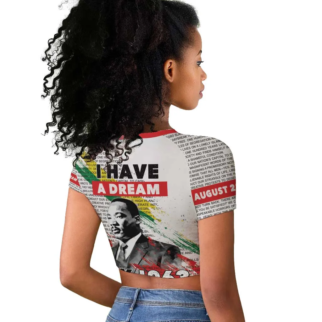 Martin Luther King Raglan Cropped T shirt Honoring The Legacy White Version LT05