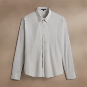Matte Stretch Poplin Dress Shirt - Light Mist