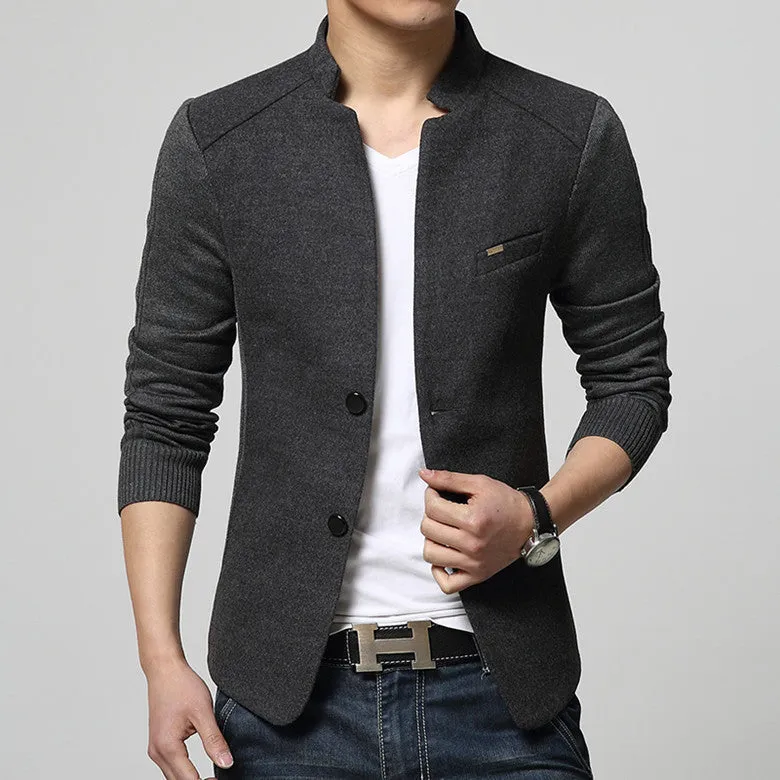 Mens Blazer Patchwork Suits For Men Red Blazers Slim Fit Woolen Outwear Coat Costume Homme Blazer Men