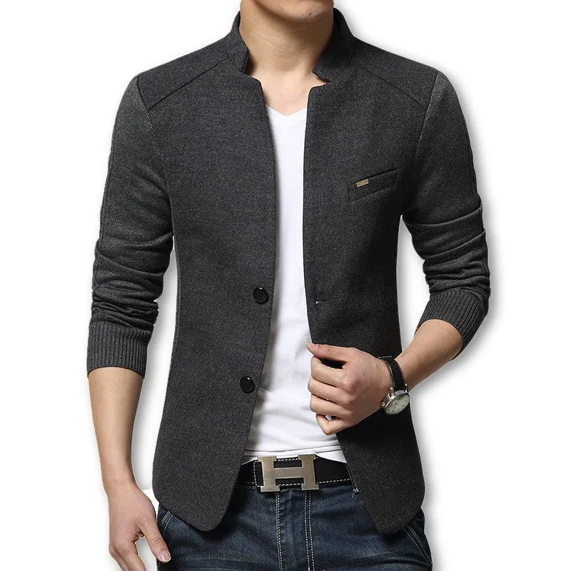Mens Blazer Patchwork Suits For Men Red Blazers Slim Fit Woolen Outwear Coat Costume Homme Blazer Men