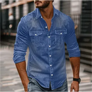 Men's Classic Denim Button-Up Shirt for Casual Wear – Lucas