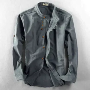 Men’s Modern Shirt with Stand Collar and Pocket