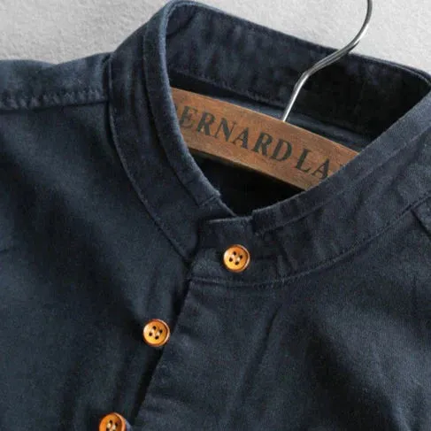 Men’s Modern Shirt with Stand Collar and Pocket