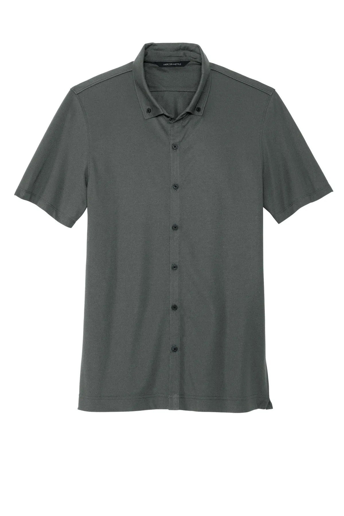 Mercer Mettle Stretch Pique Full-Button Polo MM1006 Anchor Grey