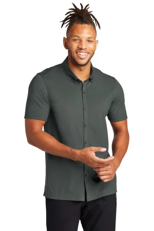 Mercer Mettle Stretch Pique Full-Button Polo MM1006 Anchor Grey