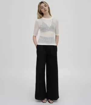 MESH CROPPED SLEEVE SWEATER