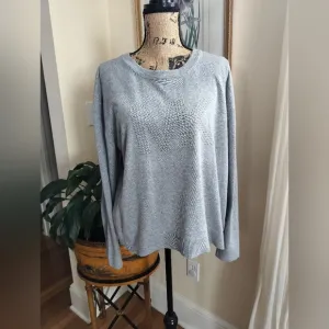 Michael Kors Women's Knit Top Sweaters Size XL Colors Gray Cristal Studded Logo
