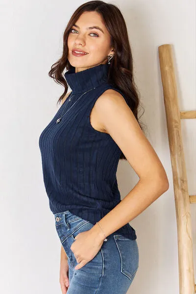 Mimi Light Tower Ribbed Turtleneck Tank Sweater | 4 Colors