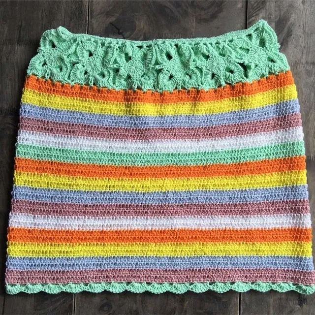 Mini Stripe Crochet Skirts