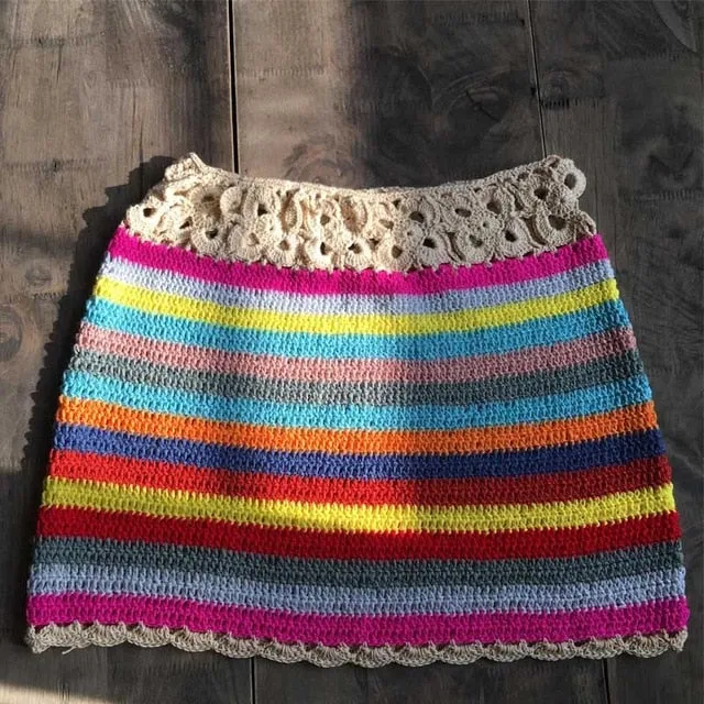 Mini Stripe Crochet Skirts