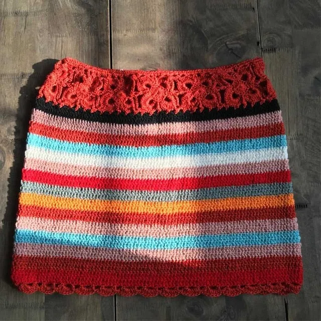 Mini Stripe Crochet Skirts
