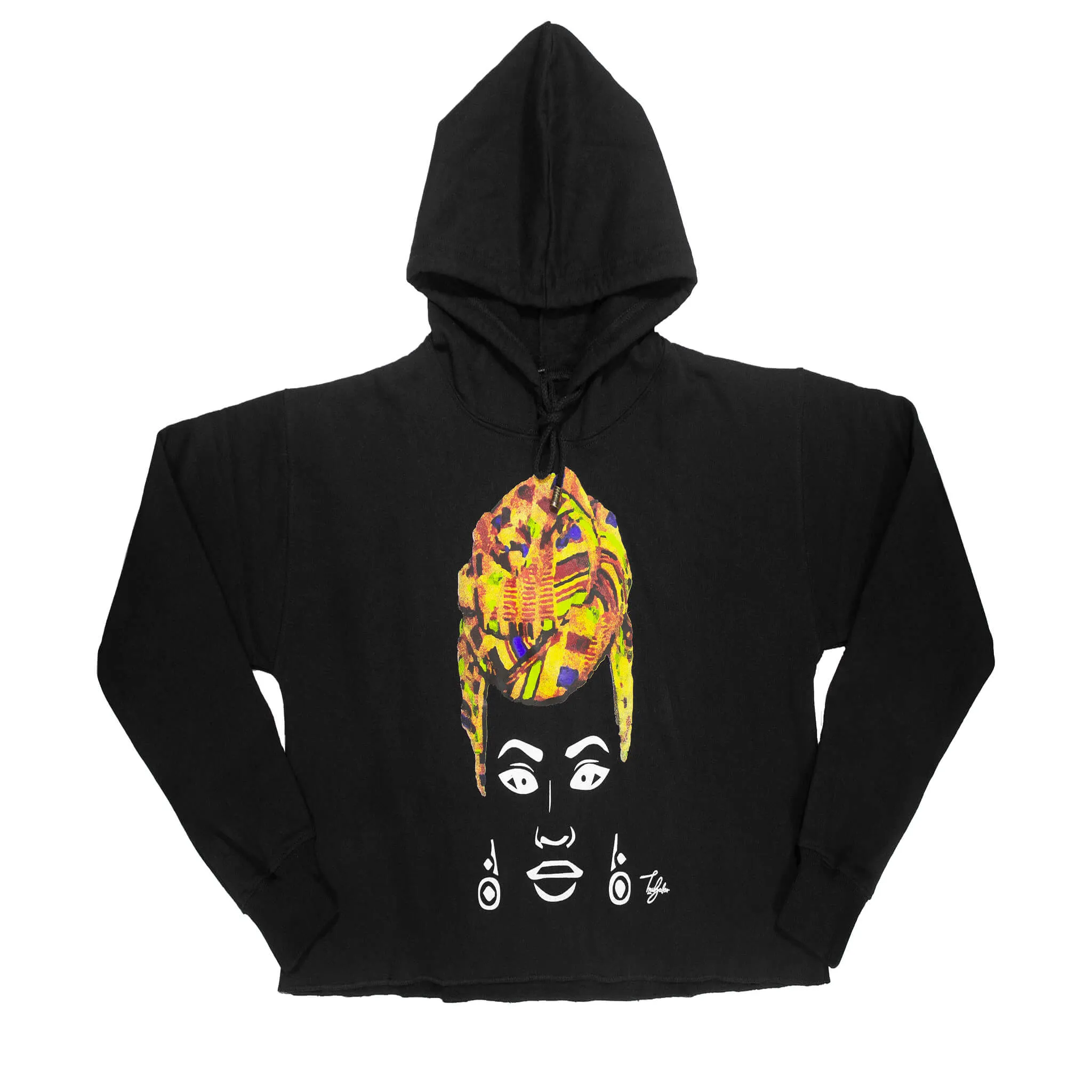 MISS AFRICA WITH TRADITIONAL WEDDING HEAD WRAP (LADIES CROPPED FRENCH TERRY HOODIE)