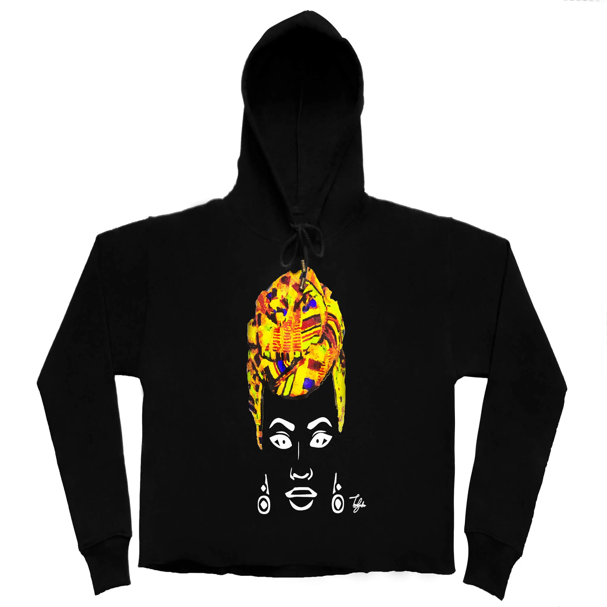 MISS AFRICA WITH TRADITIONAL WEDDING HEAD WRAP (LADIES CROPPED FRENCH TERRY HOODIE)