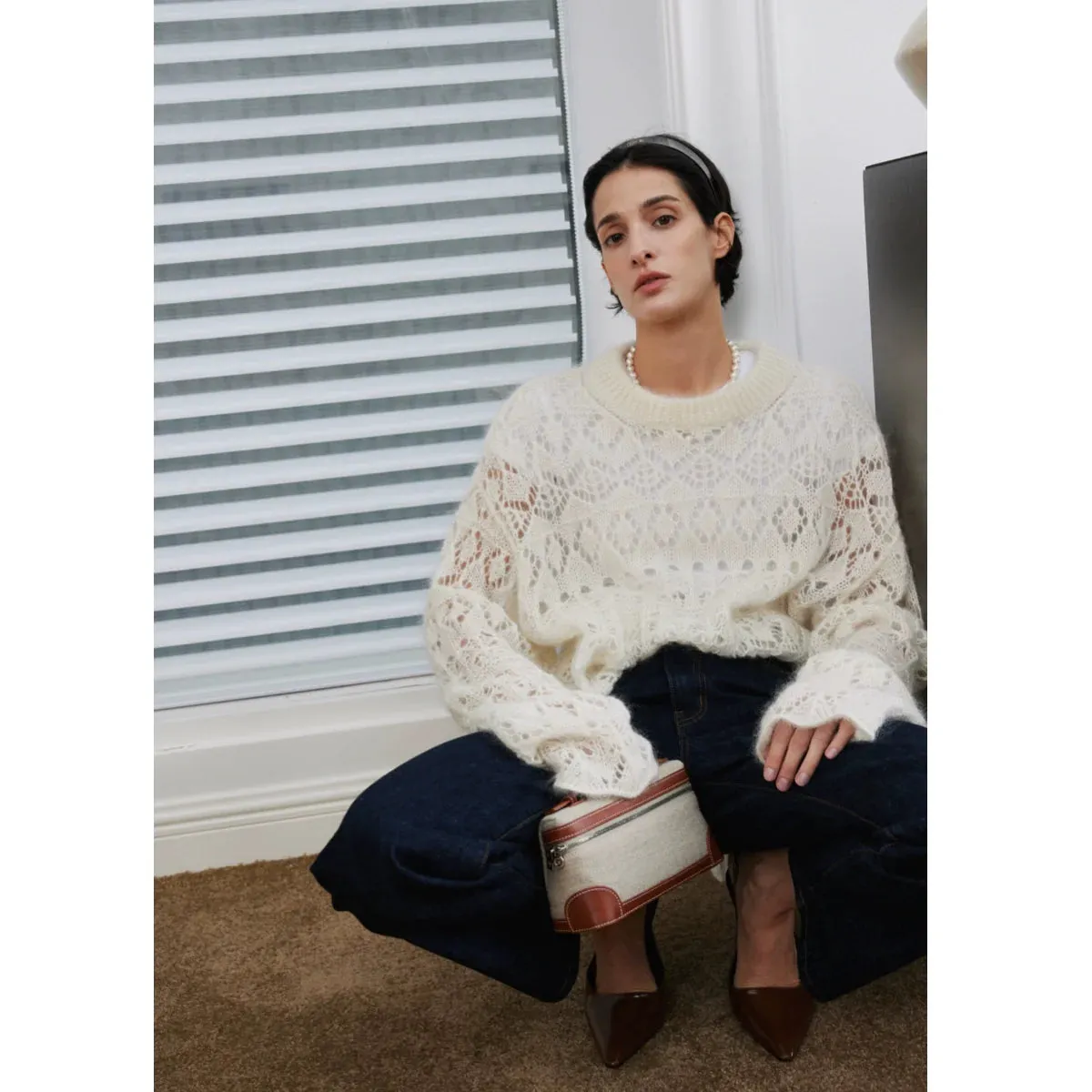 Mohair Lace Knit Sweater
