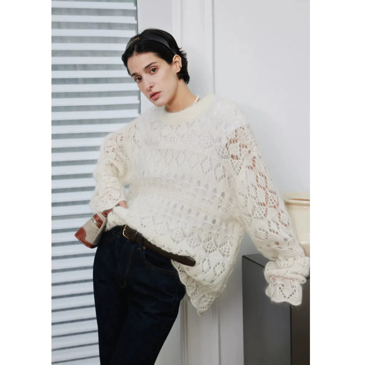 Mohair Lace Knit Sweater