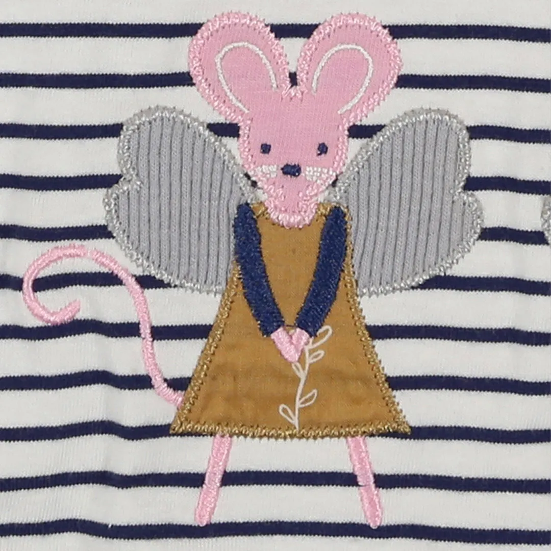 Multicoloured Stripe And Mice Print Top