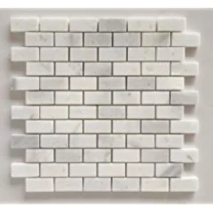 Mystic White Marble 1X2 Polished Mosaic Tile - STANDARD QUALITY - Lot of 20 Sheets