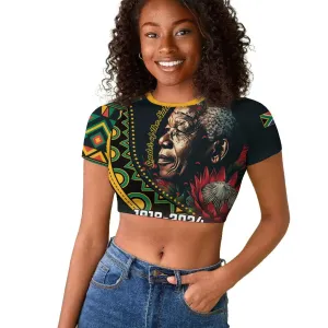 Nelson Mandela Birthday Raglan Cropped T shirt Leader of the Nation LT01