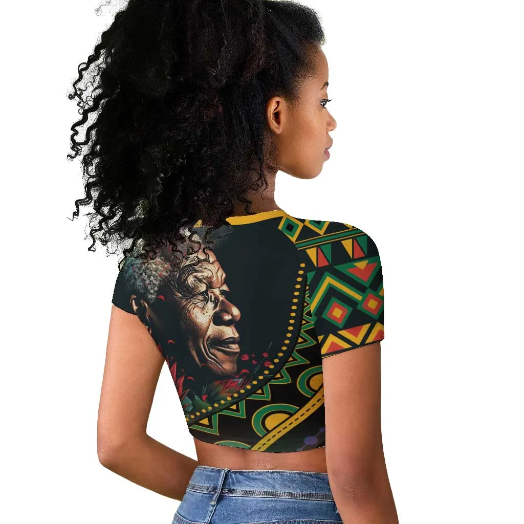 Nelson Mandela Birthday Raglan Cropped T shirt Leader of the Nation LT01