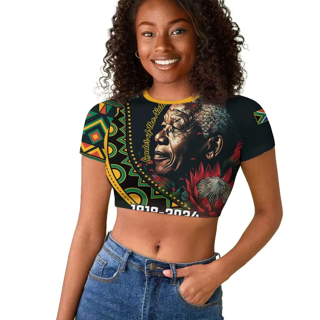 Nelson Mandela Birthday Raglan Cropped T shirt Leader of the Nation LT01