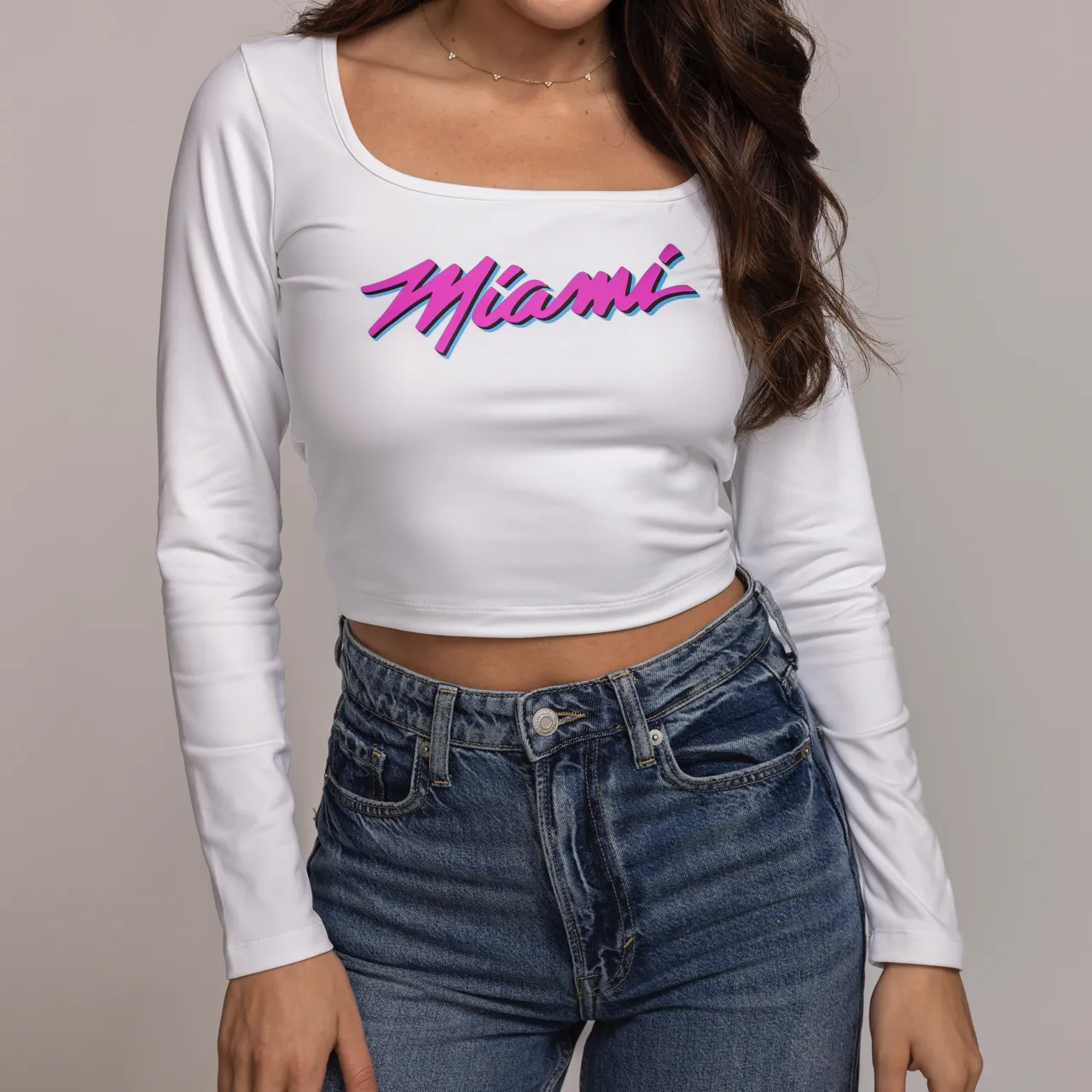 New Era Miami HEAT Original Vice Long Sleeve Cropped Tee