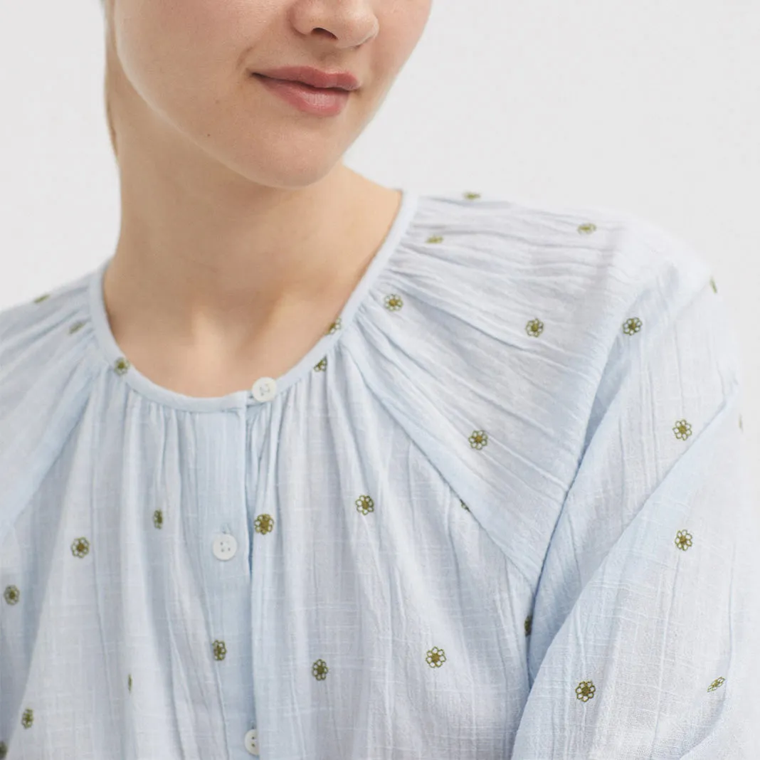 Nice Things Jacquard Cotton Shirt - Extralight Blue