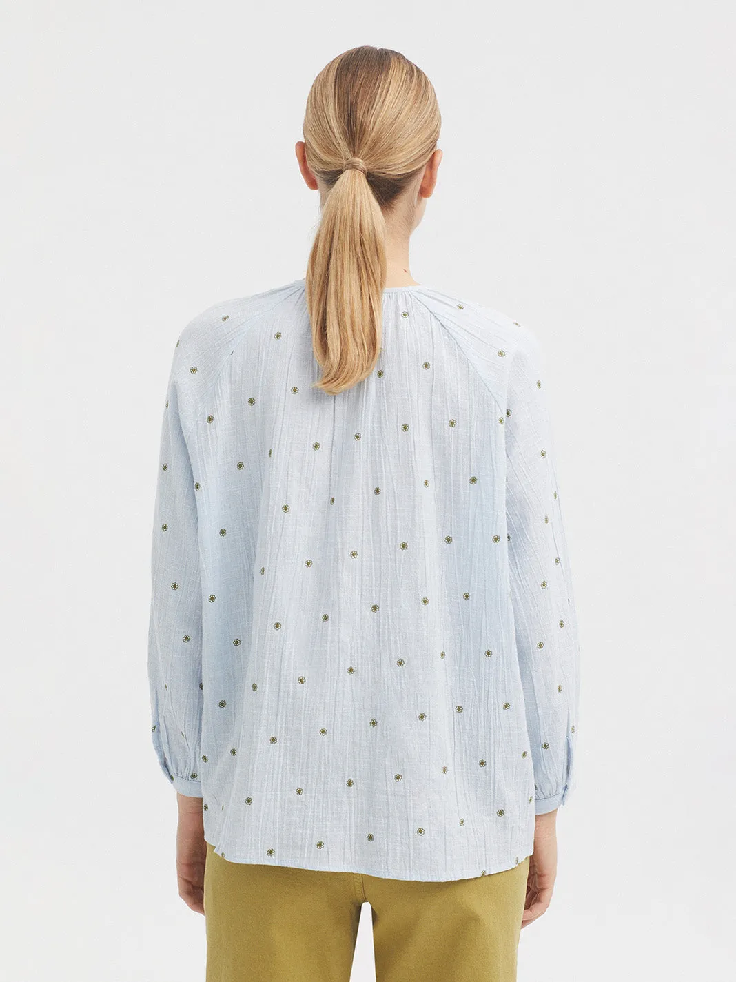 Nice Things Jacquard Cotton Shirt - Extralight Blue