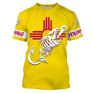 NM Fishing Custom New Mexico Flag Fish hook skull custom fishing tournament shirts | Tshirt - NPQ703