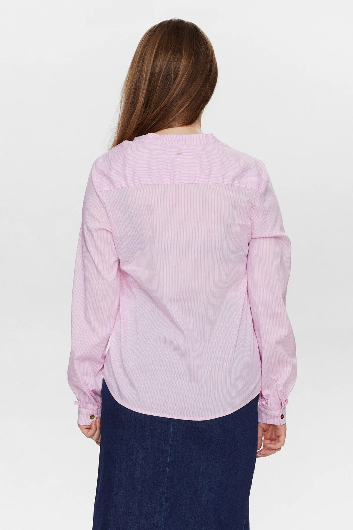 Numph Nufarrah Pinstripe Ruffle Shirt
