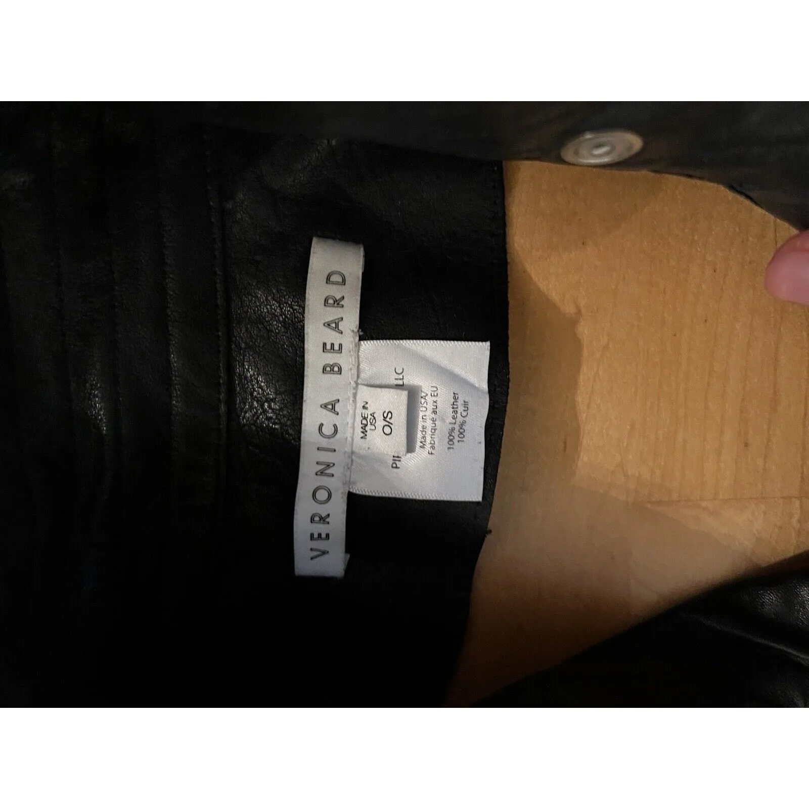 NWOT Veronica Beard Women's Black Leather Dickie with Silver Zipper - One Size