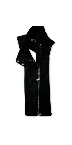 NWOT Veronica Beard Women's Black Leather Dickie with Silver Zipper - One Size