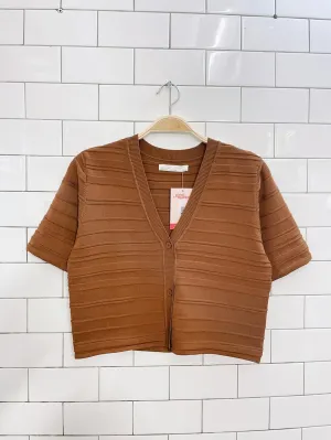 oak   fort cropped short sleeve knit cardi